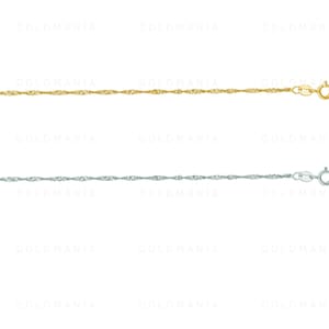Thin 14K Solid Gold Singapore Anklet Chain, For Women, 10&quot; Inch, 1.5mm, Real Gold Anklet, 14K Yellow White Gold, Twist Rope Ankle Bracelet