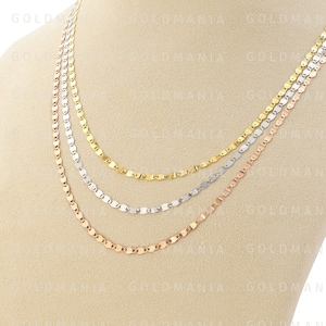 14K Solid Gold Mirror Chain Necklace: Yellow, White, Rose Gold image 4