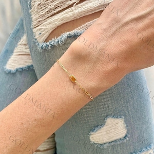 ハンドメイド14K-18Kゴールドシトリンブレスレット：天然宝石