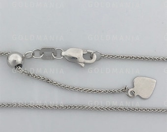 with Secure Lobster Lock Clasp Jewel Tie 10k White Gold 1mm Spiga Pendant Chain Necklace