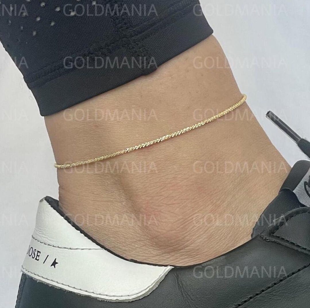 10k Yellow Gold Sparkle Anklet 1.5mm main image 0