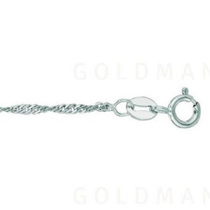 Tobillera de Singapur de oro blanco macizo de 10 quilates: cadena fina de 25 cm (10 pulgadas). imagen 7