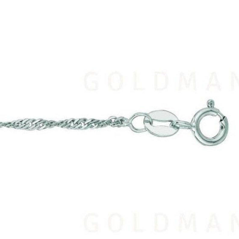 Tobillera de Singapur de oro blanco macizo de 10 quilates: cadena fina de 25 cm (10 pulgadas). imagen 7