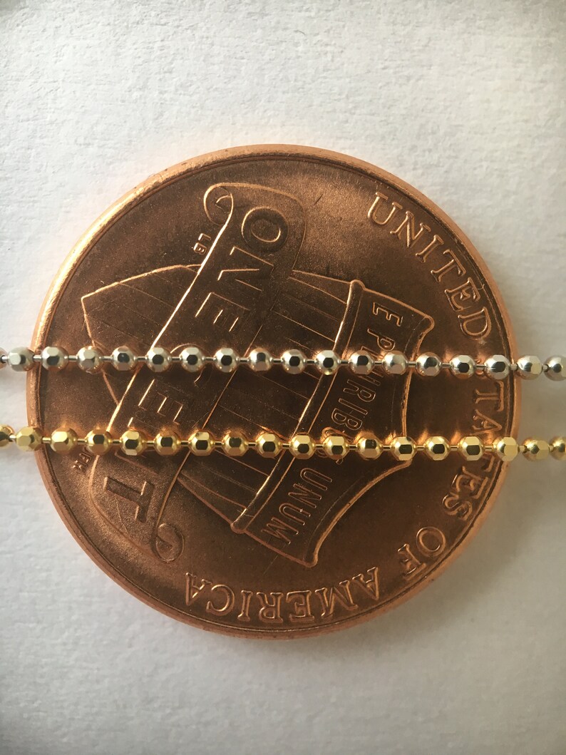 Solid 14K White and Yellow Gold Ball Chain 16 18 Etsy