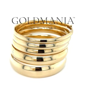14K Yellow Gold Polished Hinged Bangle Bracelet, 5mm to 13.5mm Thick  (7"or 8")