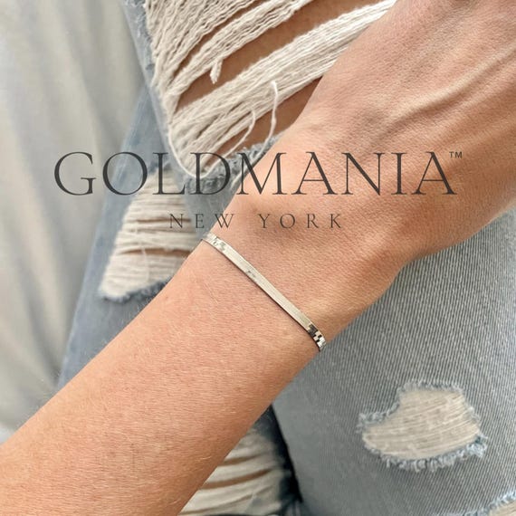 Bracciale a catena a serpente in oro, bracciale a spina di pesce in oro giallo, catena a strati minimalista in oro 14k, bracciale delicato in oro massiccio, il suo regalo d'oro