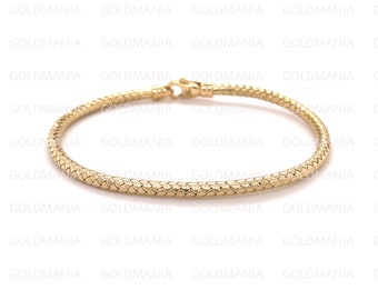 14Kイエローゴールド織りバングルブレスレット - 7.25インチ - Etsy 日本