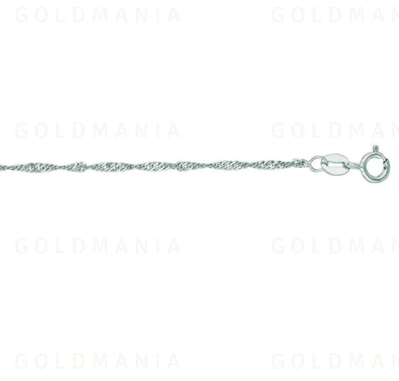 10K Solid White Gold Singapore Anklet: 10" Thin Rope Chain