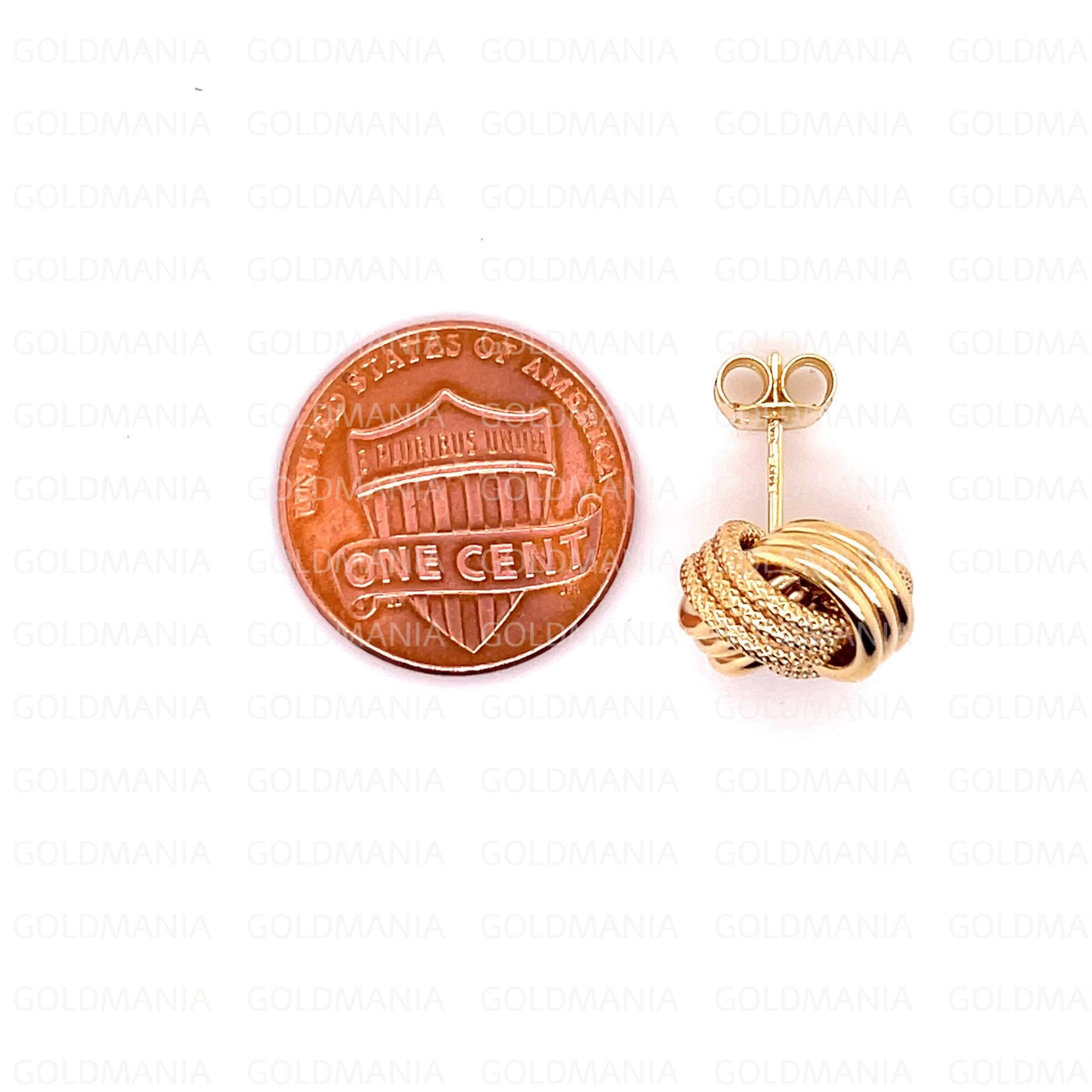 14K Gold Love Knot Stud Earrings, 12.5 Mm , Polished and