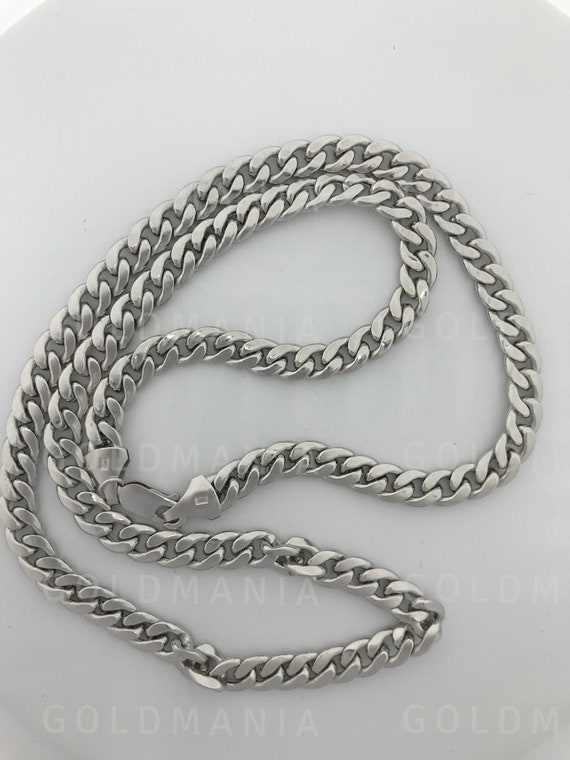 14K White Gold Miami Cuban Link Chain 