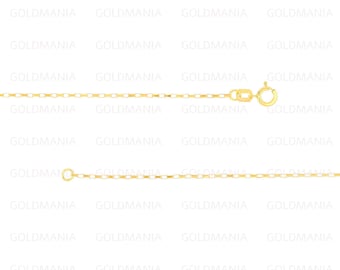 14K Solid Yellow Gold Thin Box Chain Necklace And Bracelet, 7.25" 18" 20", 0.9mm, Real Gold Chain, Dainty Gold Chain, Women
