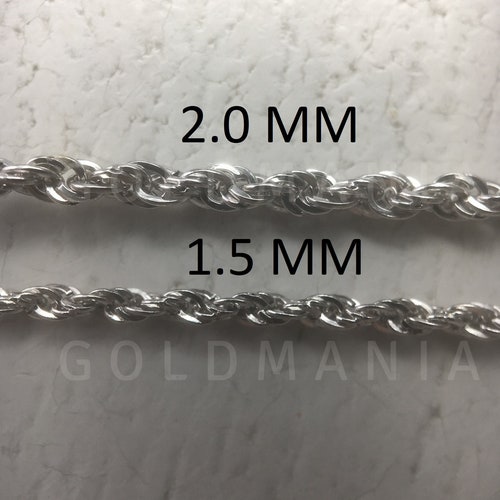 14K White Gold Rope Chain Necklace 16 