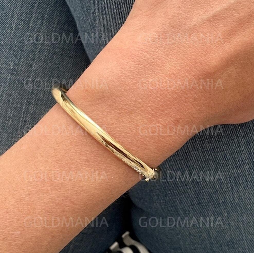 アクセサリー K10YG BANGLE 10K Yellow Gold Bangle Bracelet, 5mm Thick, 7