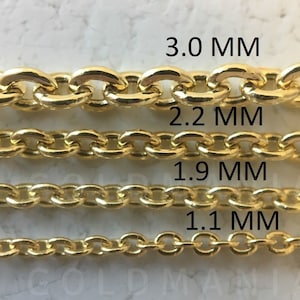 14K Gold Forsantina Necklace, 14K Oval Link Chain, Cable Link Chain, 16&quot;- 24&quot; Inch, Real Gold Necklace, Layering Necklace, Women Gold Chain