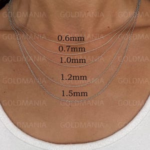 18K Solid White Gold Cable Chain Necklace, Dainty Real Gold