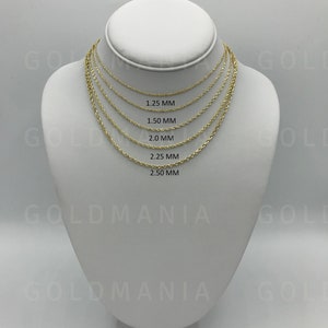 14K Solid Yellow Gold Diamond Cut Rope Chain Necklace 16 to - Etsy