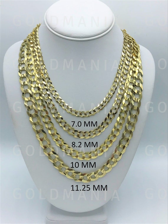 14K Solid Yellow Gold Curb Link Chain 