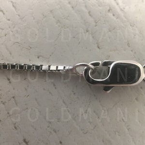 10K Solid White Gold Thin Box Chain Necklace with Lobster Clasp, 0.5mm-1mm, 16-24" image 4