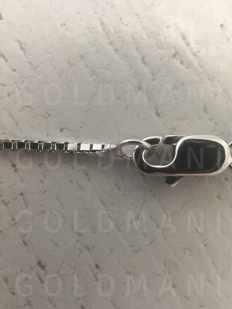 10K Solid White Gold Thin Box Chain Necklace with Lobster Clasp, 0.5mm-1mm, 16-24" image 4