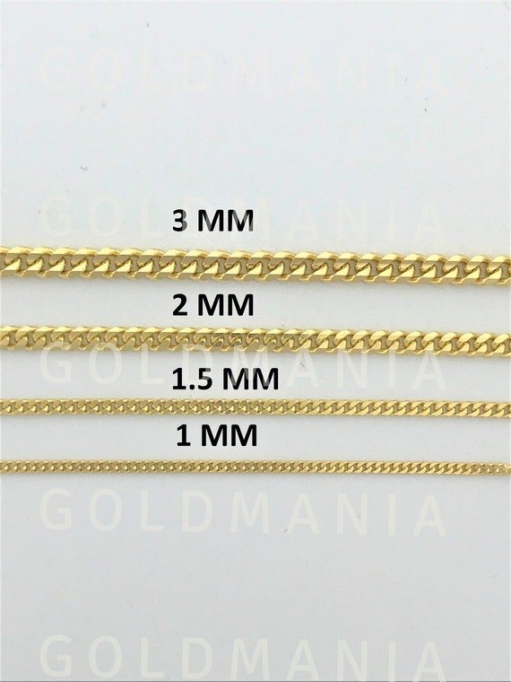 14K Solid Gold Gourmette Curb Chain 