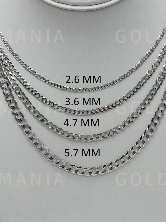 Solid 14K White Gold Curb Link Chain 