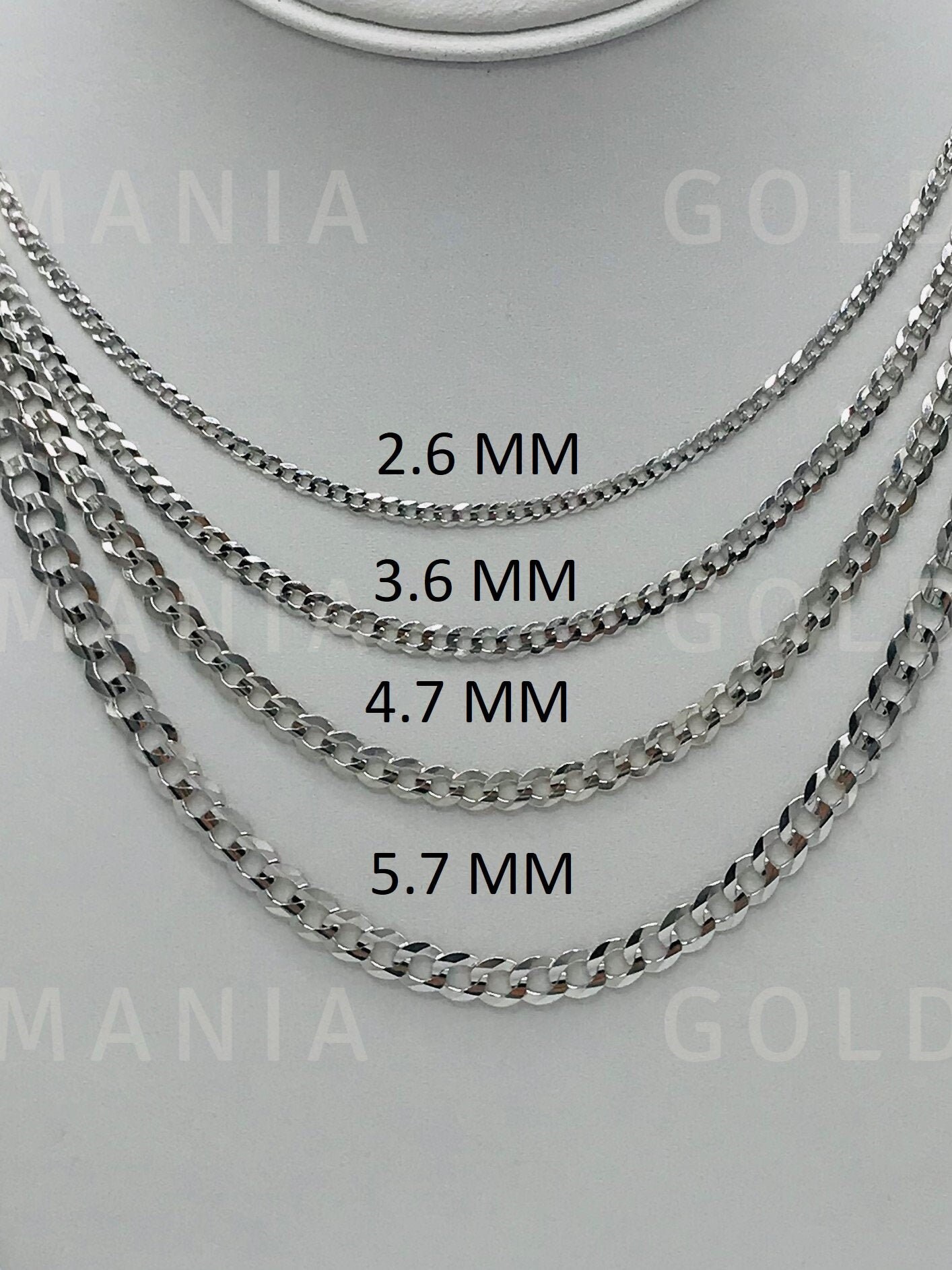 mens thin white gold chain