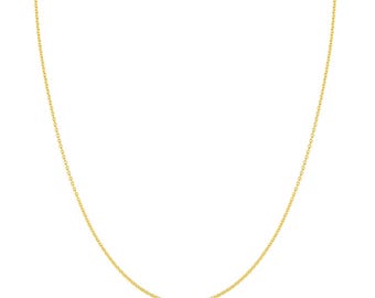 18K Solid Yellow Gold Cable Link Chain Necklace: Dainty Fine Jewelry