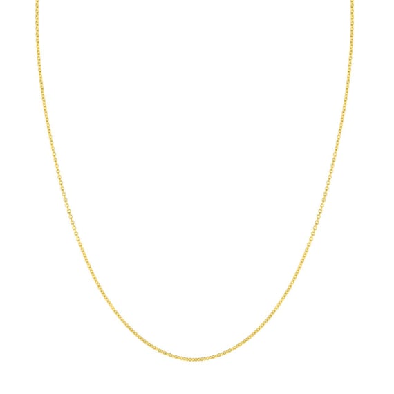 18K Solid Yellow Gold Cable Link Chain Necklace: Dainty Fine Jewelry