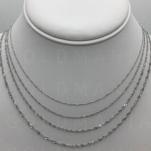 Collar de Singapur de oro blanco macizo de 14 quilates: cadena de oro auténtico de 0,8 mm a 1,7 mm imagen 4