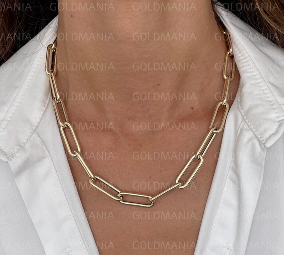 Gold Filled Thick Link Paperclip Chain Necklace - Stacking Necklaces – The  Cord Gallery