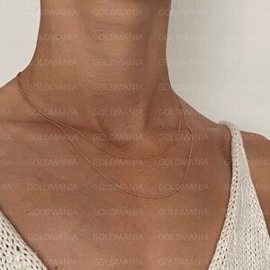 14K Solid Rose Gold Round Link Chain Necklace: Thin Real Gold 16-20” image 2
