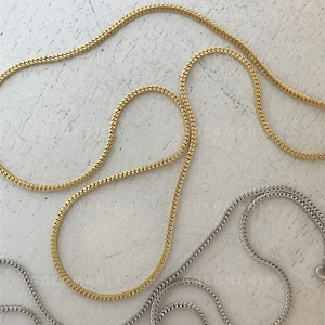18K Solid Gold Franco Chain Necklace, 1.8mm Thick, 18&quot; 20&quot; 24&quot; Inch. Real Gold, Women Men