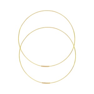 Thin 14K Yellow Gold Endless Hoop Earrings, 25mm 40mm 60mm 75mm Hoops, Real Gold Hoops, Continuous Hoops, Big Hoops, 14K Wire Hoops, Women