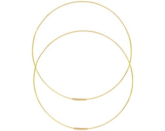 Thin 14K Yellow Gold Endless Hoop Earrings, 25mm 40mm 60mm 75mm Hoops, Real Gold Hoops, Continuous Hoops, Big Hoops, 14K Wire Hoops, Women