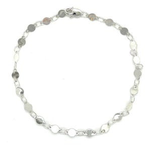 14K Solid White Gold Mirror Link Bracelet: 7 Inch 4mm Thick image 2