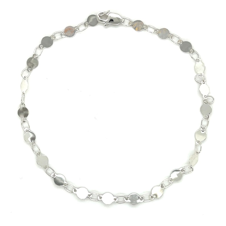 14K Solid White Gold Mirror Link Bracelet: 7 Inch 4mm Thick image 2