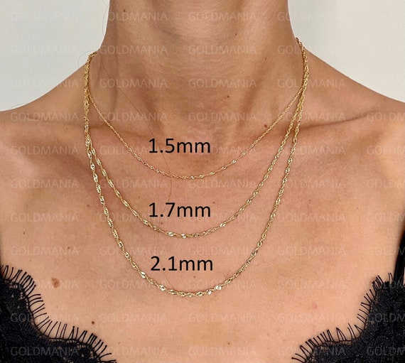Singapore Chain 14K Solid Yellow Gold 