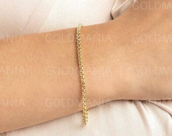 14K Yellow Gold Round Box Chain Bracelet - 2.5mm