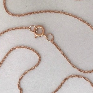 14K Solid Rose Gold Dainty Rope Chain Necklace, 16" 18" 20" Inch, 1mm Thick, Dainty Real Gold Chain, Thin Gold Chain, Women Gold Chain