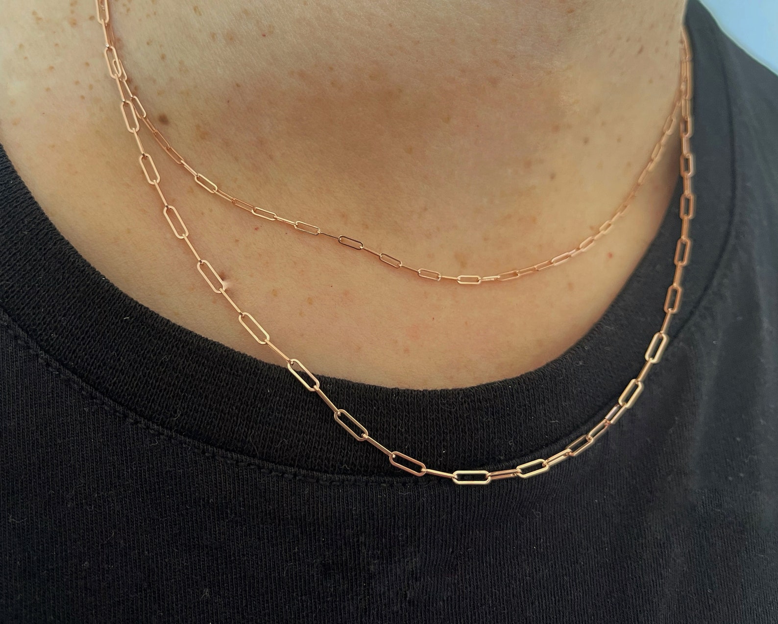 Rose gold paperclip chain necklace Clearance