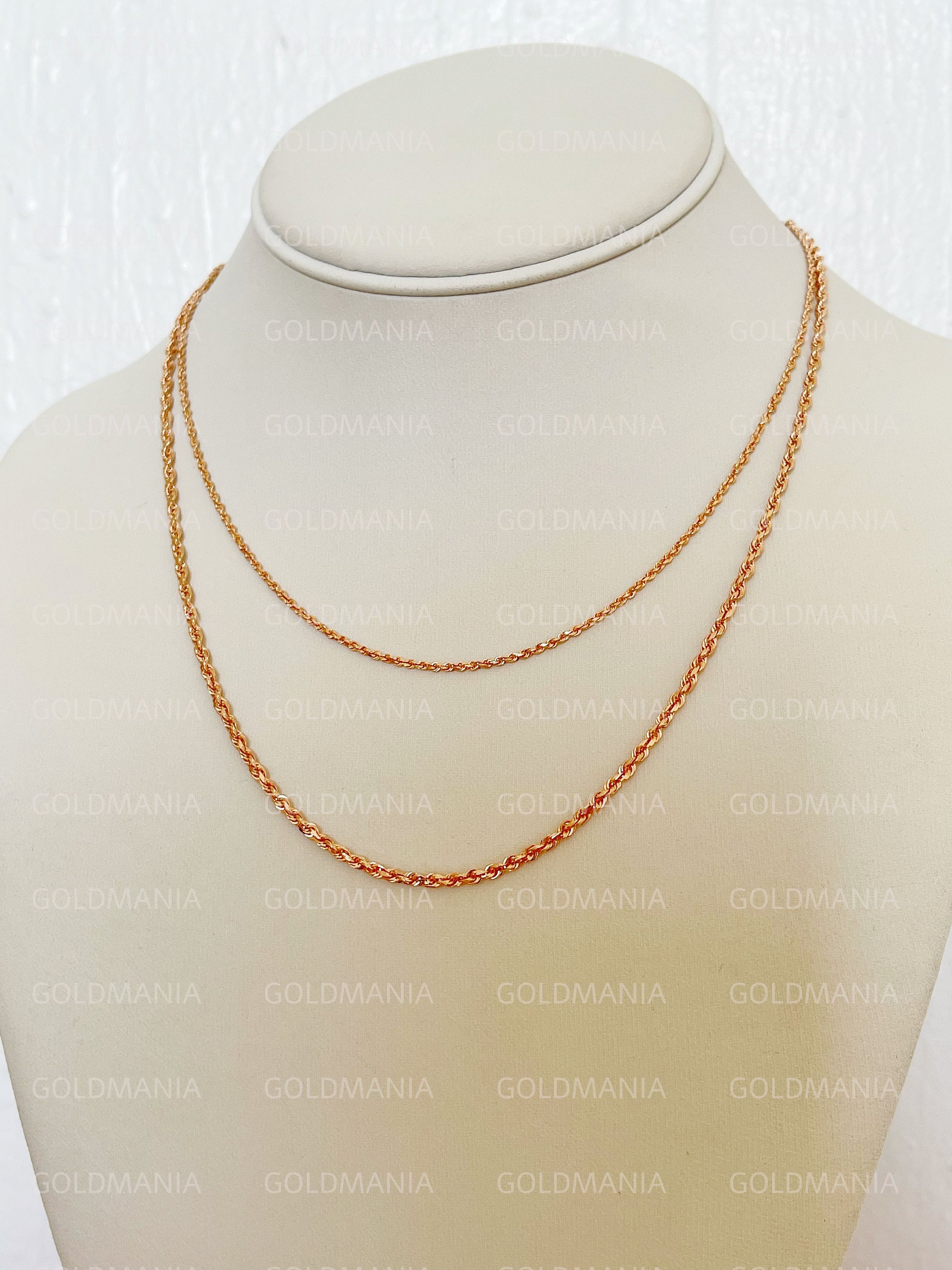 Buy 14k Rose Gold Solid Diamond Cut Rope Chain 18-26 Inches 4mm