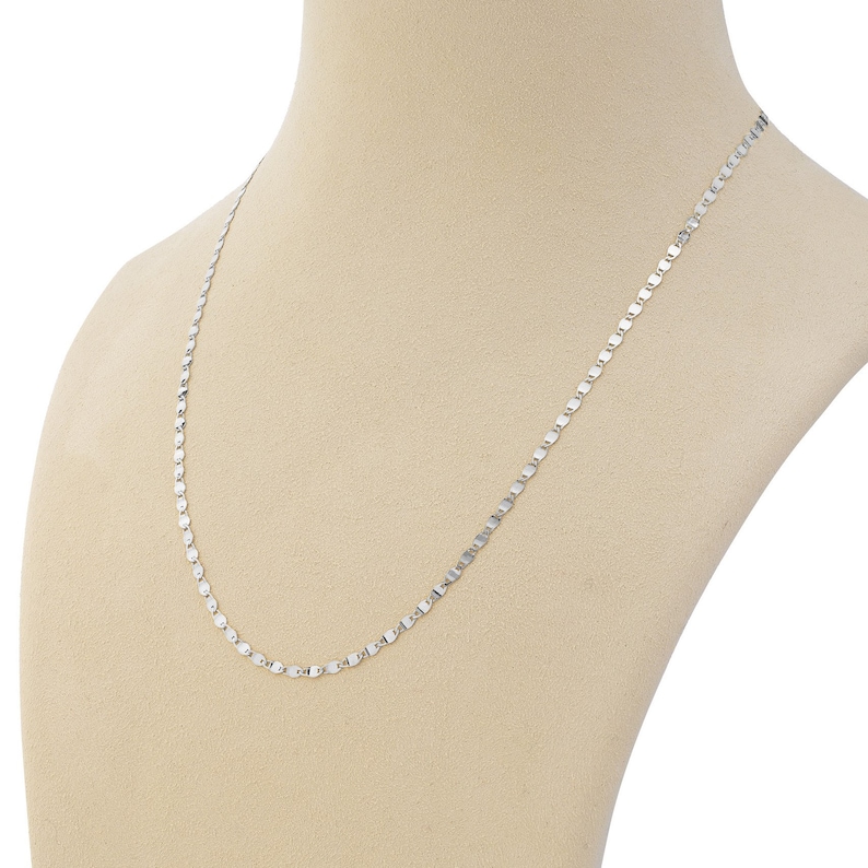 14K White Gold Mirror Chain Necklace 16 to 24 Etsy