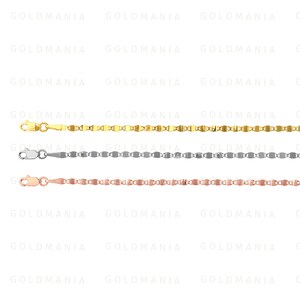 14K Solid Gold Mirror Chain Necklace: Yellow, White, Rose Gold image 9