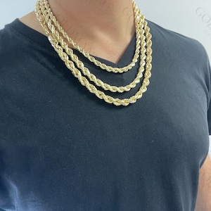 10K Gold Rope Chain Necklace, Chunky Rope Chain, 7mm 8mm 9mm Thick Rope Chain, Gold Chain For Men And Women, Real Gold Necklace, Twist Rope