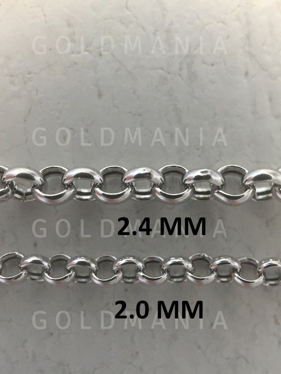 10K White Gold Round Link Chain 