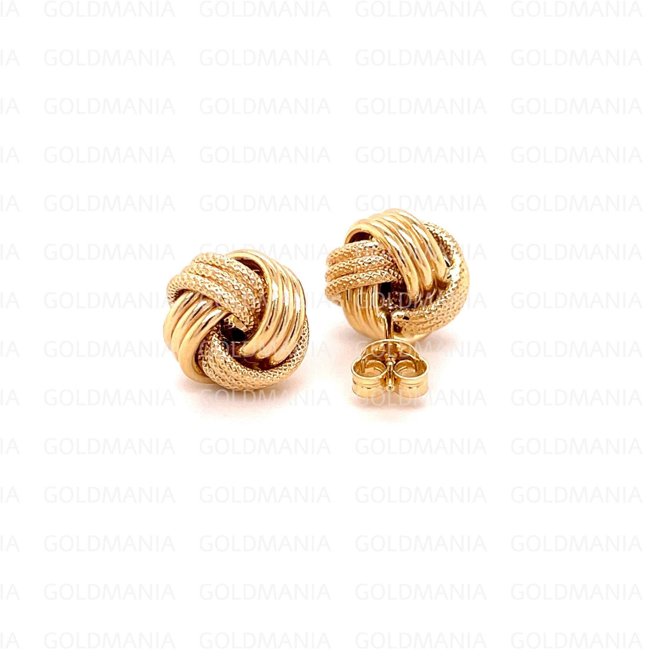 14K Gold Love Knot Stud Earrings, 12.5 Mm , Polished and