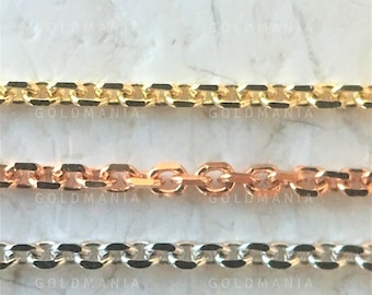 14K Massivgold Diamant geschliffene Kabel-Kettenhalskette: Zierliches Echtgold (18", 0.5 mm)