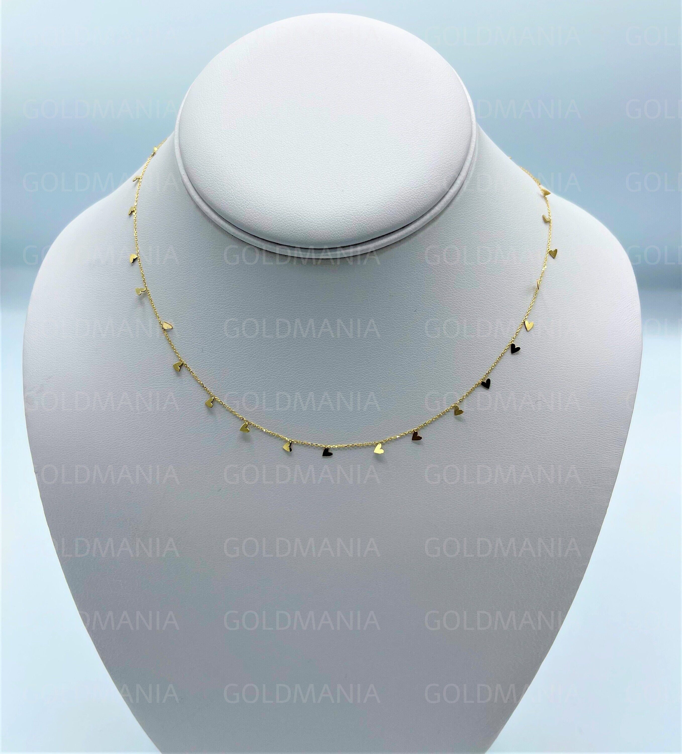Ciondolo Tubo Cuore In Oro 14K Su Collana Corda 45,7 Cm - Gioiello Per Lei, Finitura Lucida, 1.3g