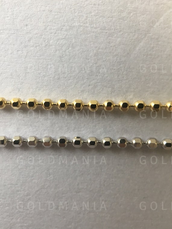 14K Yellow Gold Diamond Cut Ball Chain