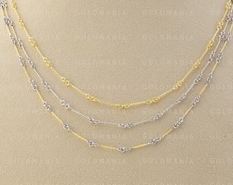 Collar de cadena torcida de oro macizo de 14 quilates: oro fino para mujer (40,6-50,8 cm)